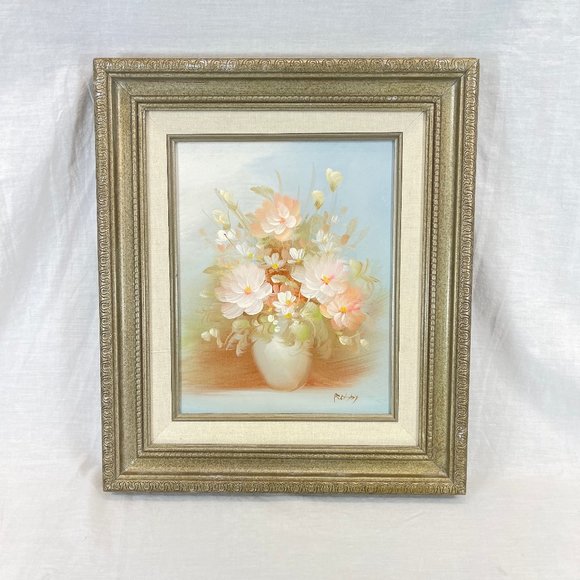 Vintage Original 70’s Small Framed Floral Oil Painting